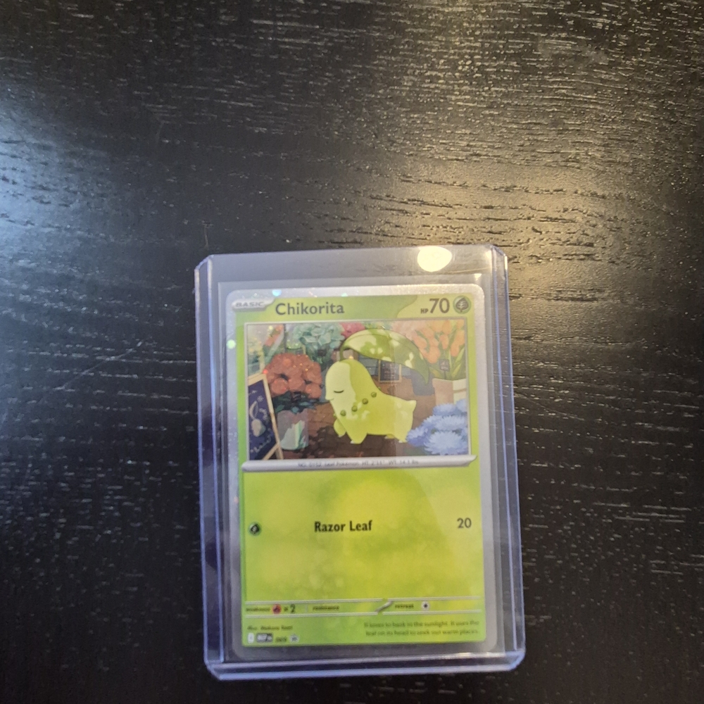 Pokemon Chikorita Card - Green